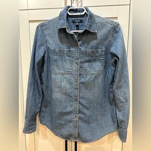 Chaps Women’s Blue Denim Vintage Small Button Down